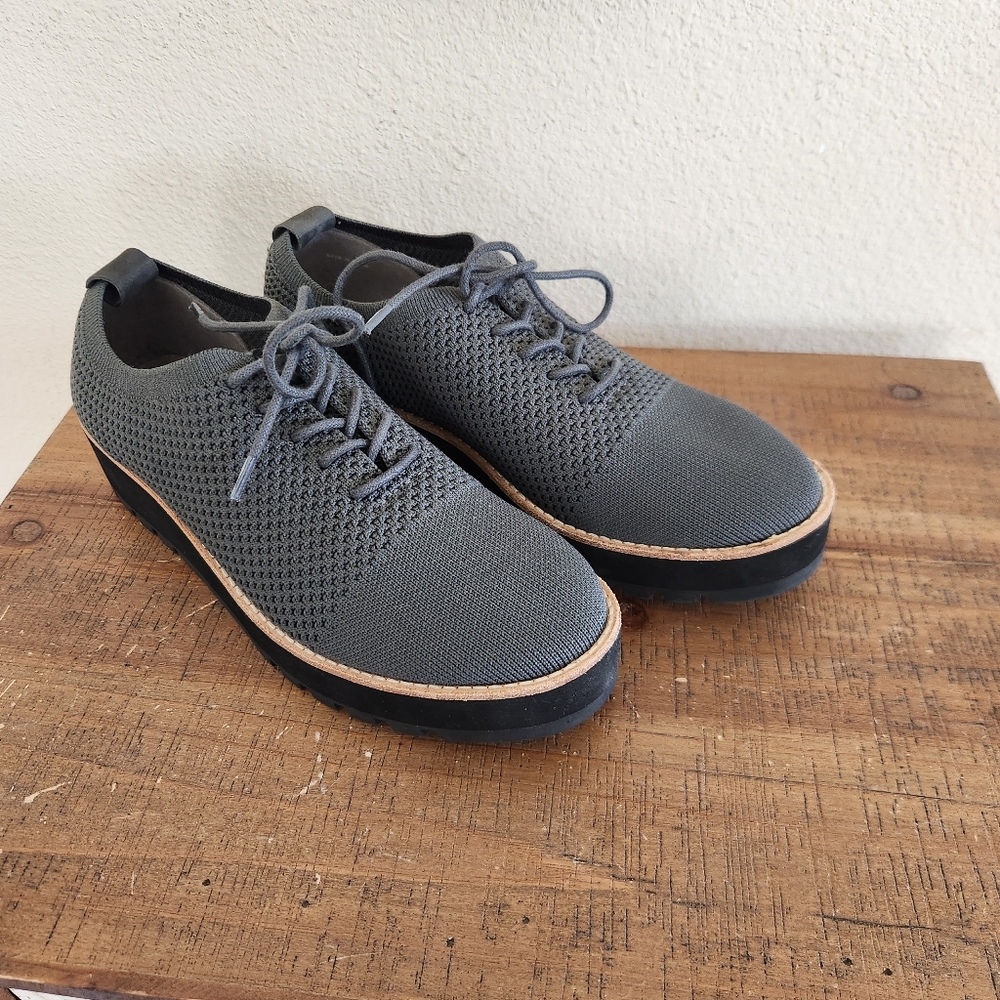 Eileen Fisher Eddy Recycled Stretch Knit Platform Oxfords Size 7.5 Minimalist